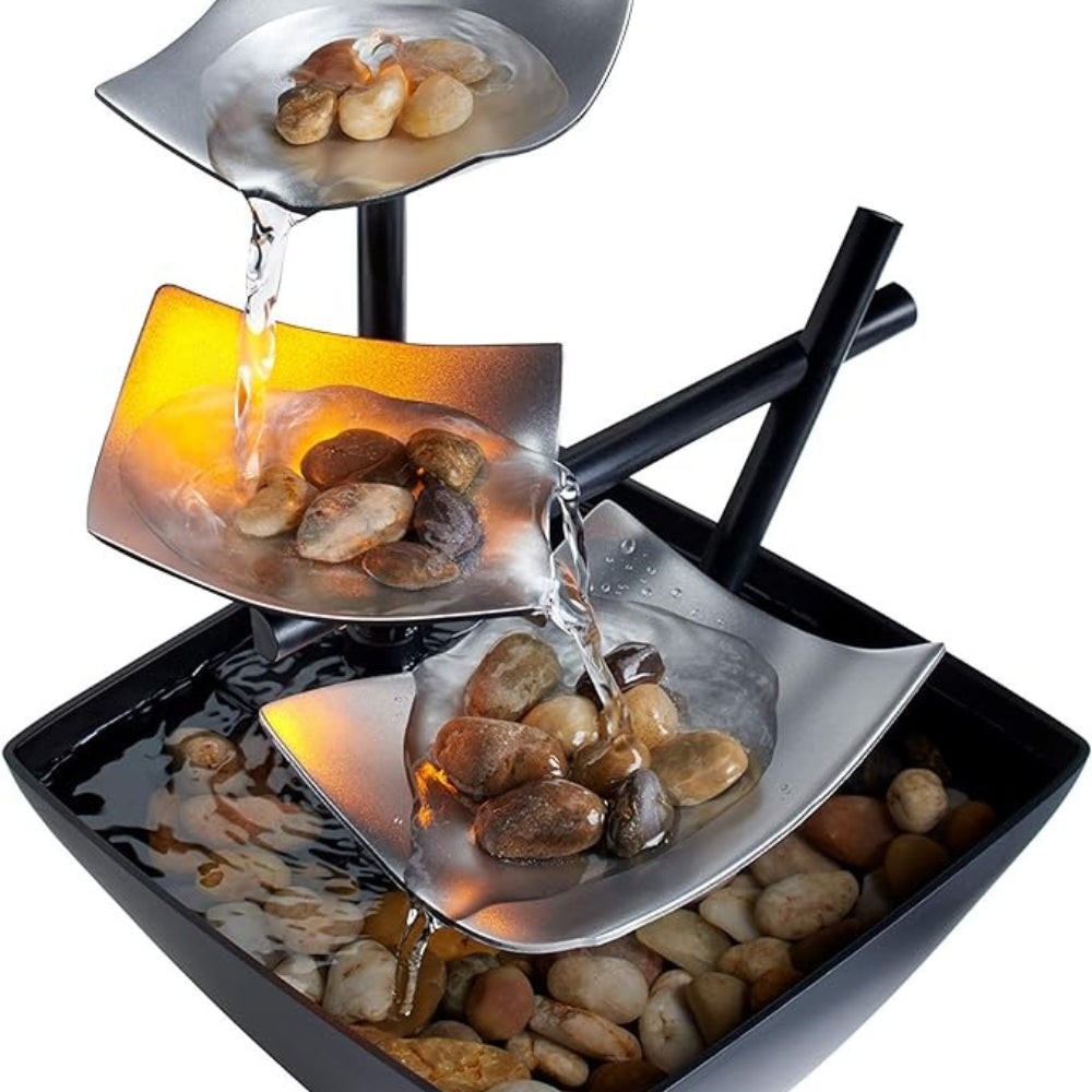 LED Tabletop Water Fountain Indoor Decorative Desk Waterfall Feature