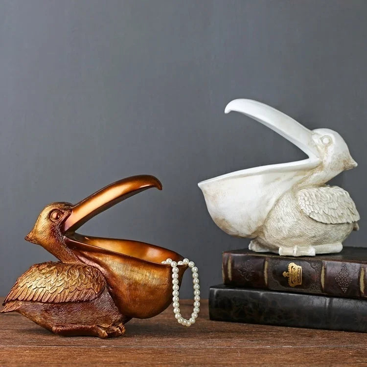 Large Mouth Bird Storage Box Sculptural Decorative Organizer for Desk Shelf Counter