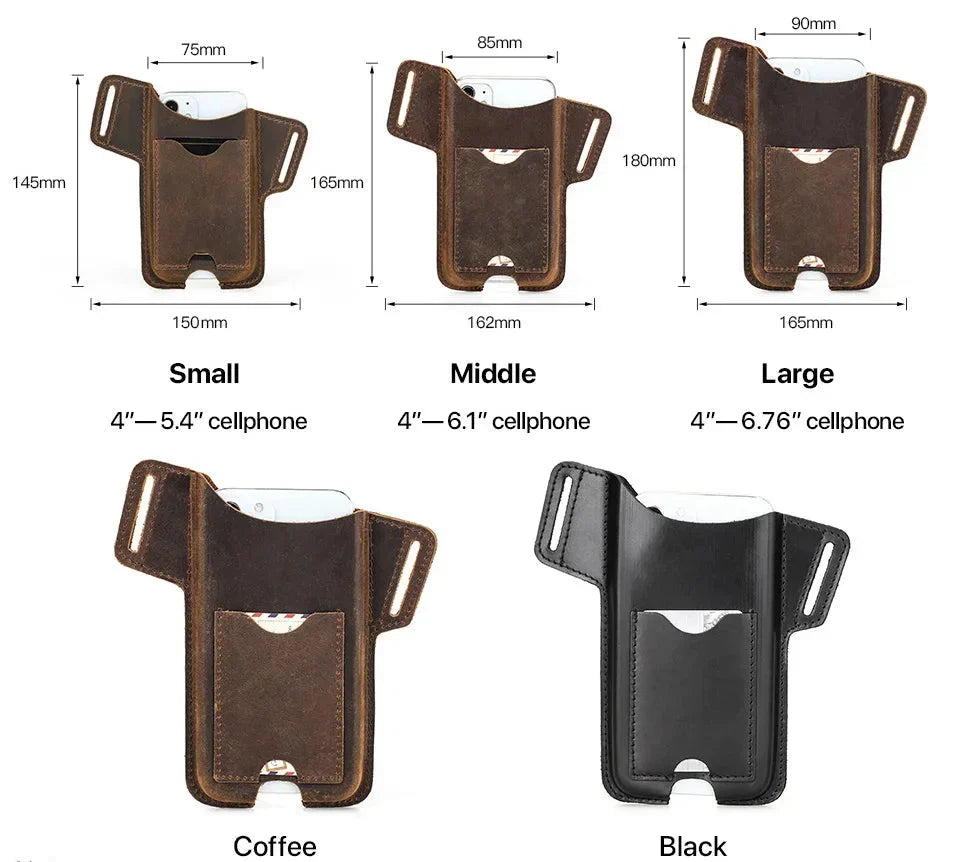 Leather Phone Belt Pouch Card Slot Protective Carry Case