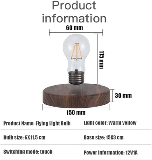 Levitating Edison Bulb Lamp with Walnut Wood Base β Modern Floating Desk Light
