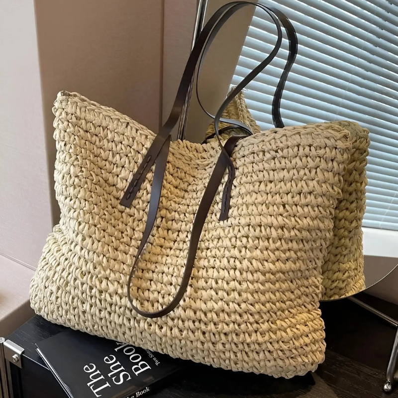 Lightweight Large Capacity Shoulder Tote Bag with Long Handles for Everyday Use