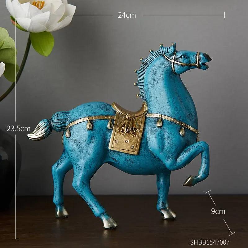 Living Room Horse Sculpture Elegant Resin Horse Statue Chinese Style Decor