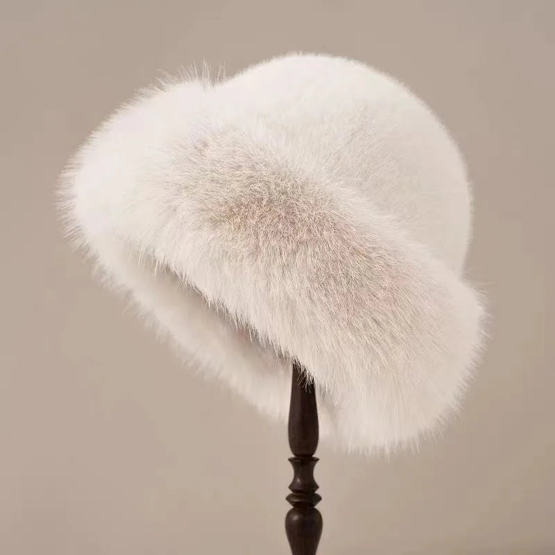 Luxury Faux Fur Hat Warm Plush Winter Headwear