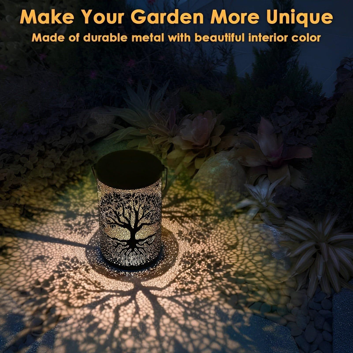 Luxury Solar Outdoor Lantern Metal Art Decorative Garden Light