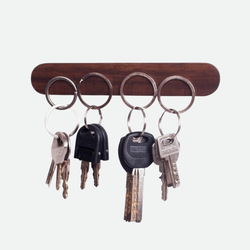 Magnetic Wooden Key Holder Wall Mount Strong Magnet Key Organizer Rack Self Adhesive Entryway Key Storage