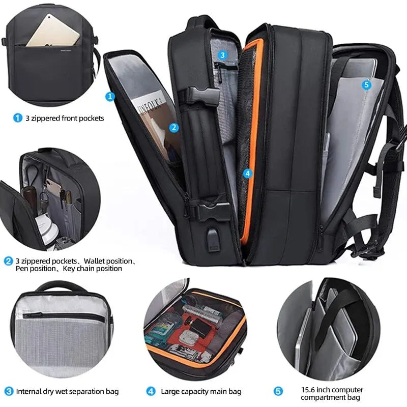 Men’s Waterproof Anti-Theft Business Backpack – 15.6 Inch Laptop Travel Rucksack