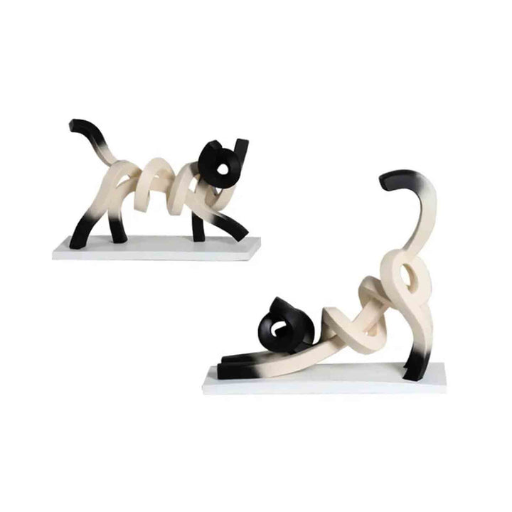 Minimalist Abstract Siamese Cat Sculpture Modern Home Decor Accent