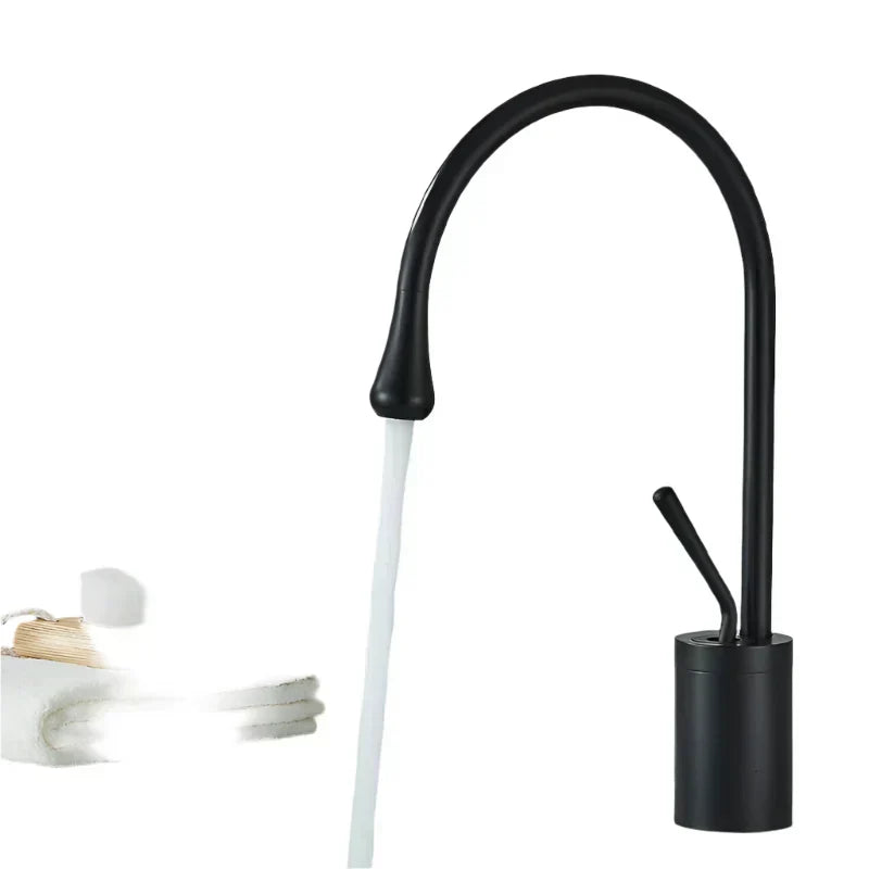 Modern Bathroom Faucet Single Lever Polished Basin Tap Minimalist Vanity Fixture