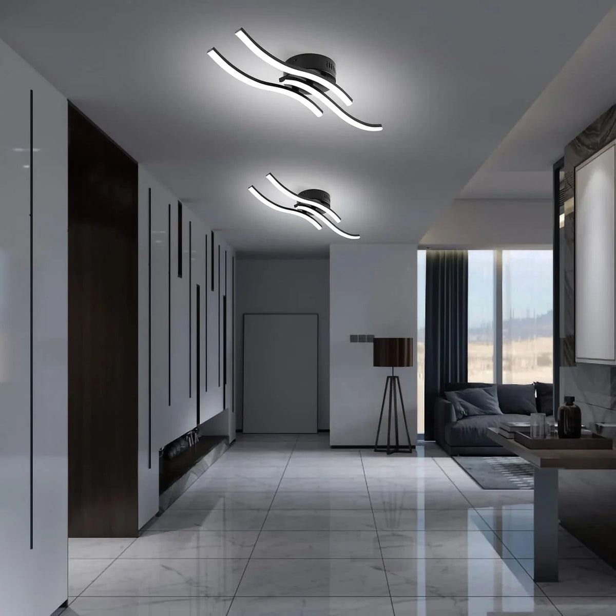 Modern Sculptural Curved LED Ceiling Light Flush Mount Fixture