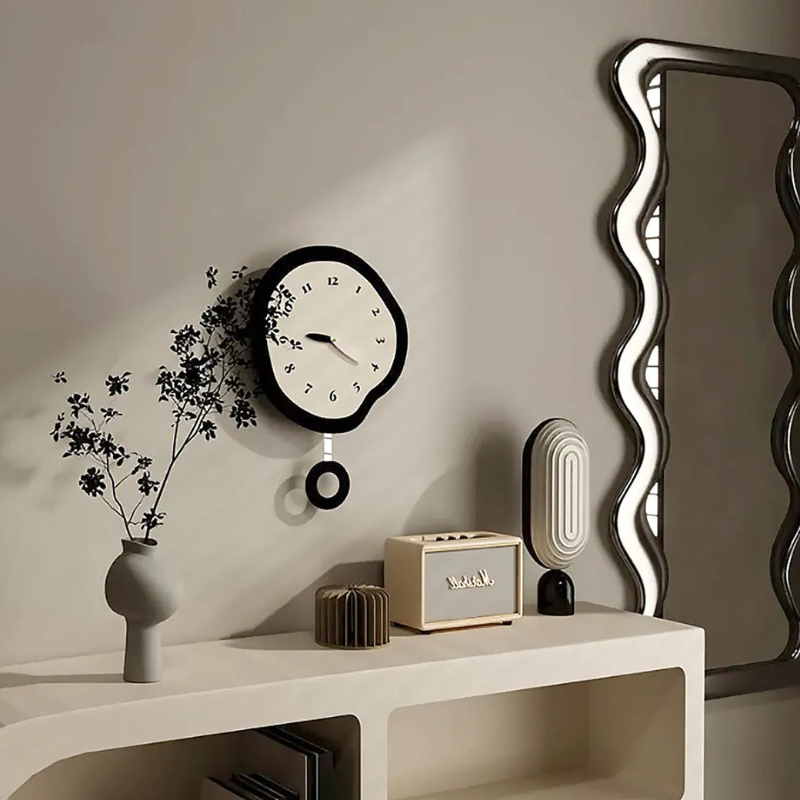 Modern Silent Wall Clock Minimalist Artistic Shape Decorative Home Office Timepiece