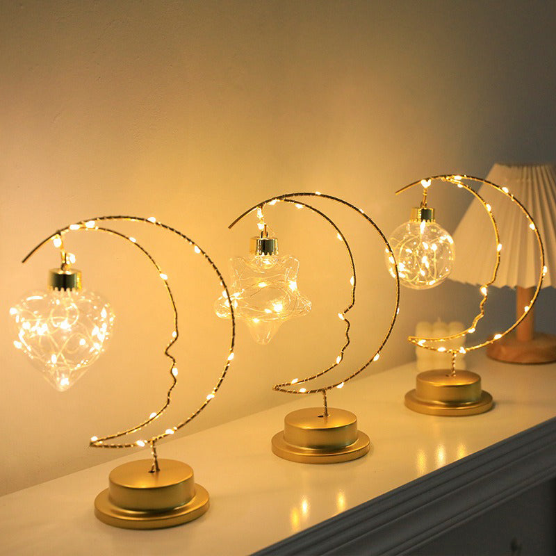 Moon Star Heart LED Table Lamp Decorative Modern Ambient Bedside Night Light