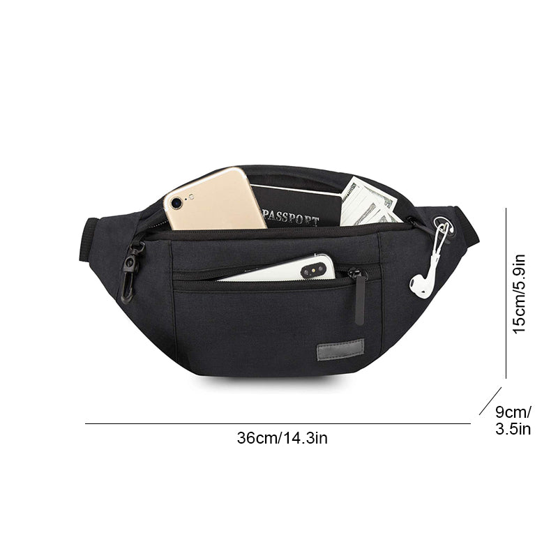 Multifunction Crossbody Waist Bag with Zipper Pockets Adjustable Strap Belt Bag