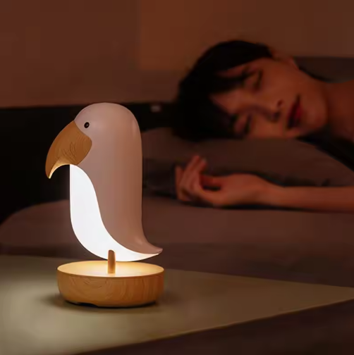 Rechargeable Bird Night Lamp Wooden Decorative Table Light