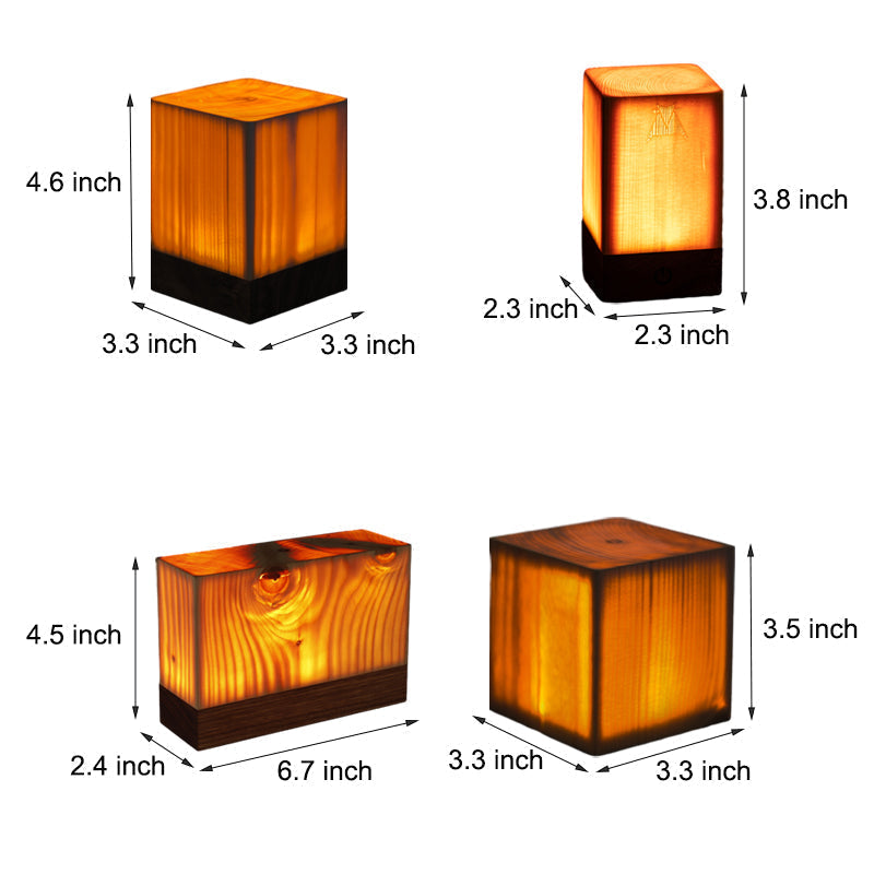 Rechargeable Wooden LED Table Lamp Touch Control Bedside Desk Lighting