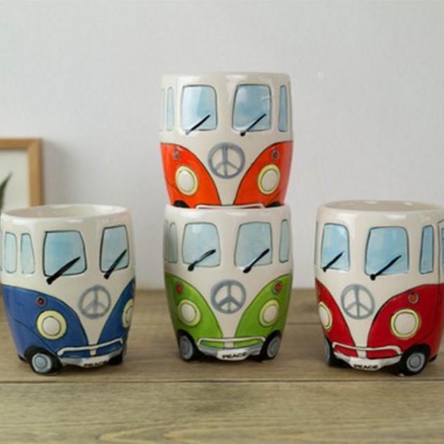 Retro Bus Coffee Mug Vintage Hippie Style Coffee Cup for Hot and Cold Drinks