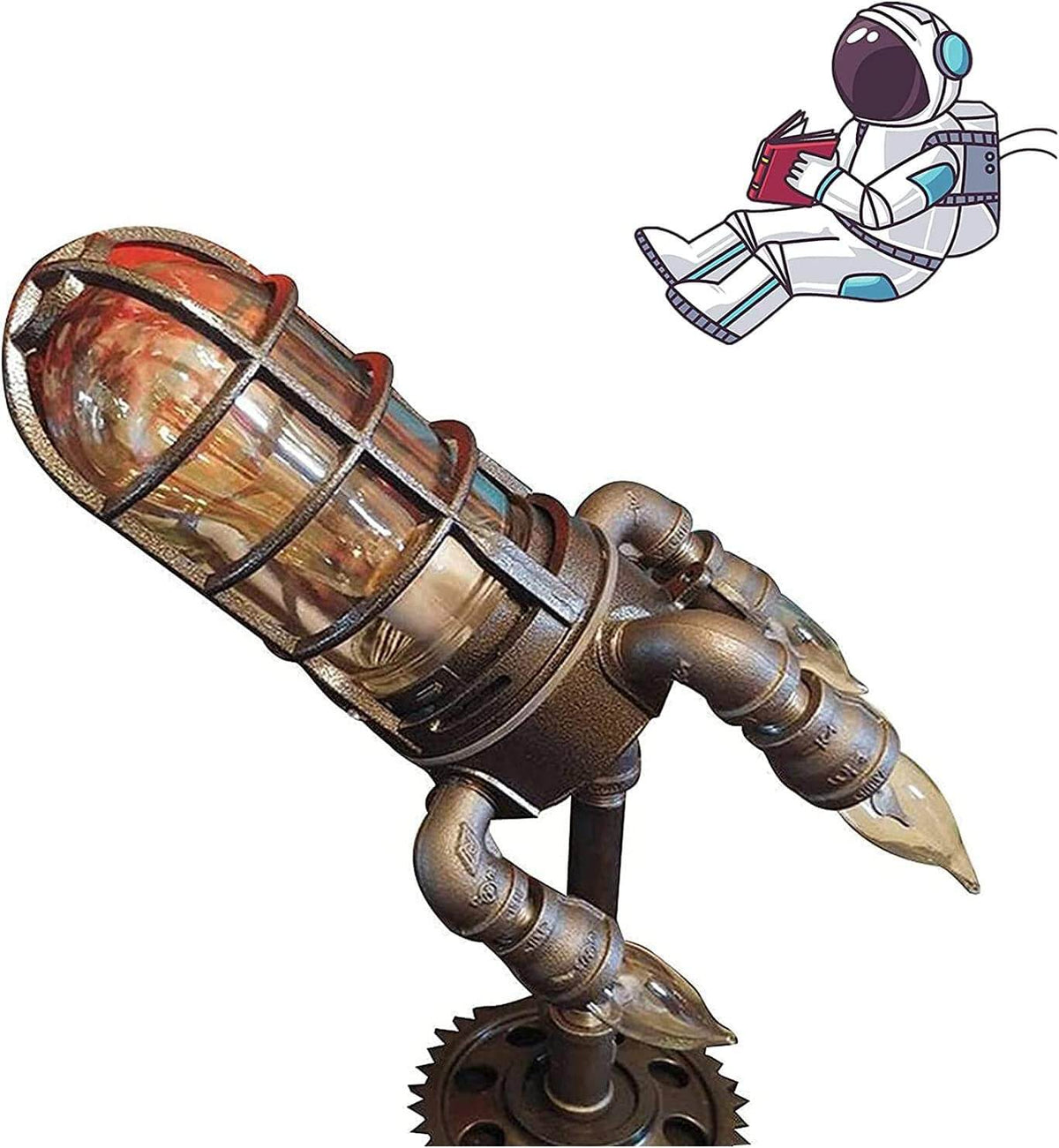 Rocket Lamp Handmade Industrial Vintage Table Lamp with Edison Bulb