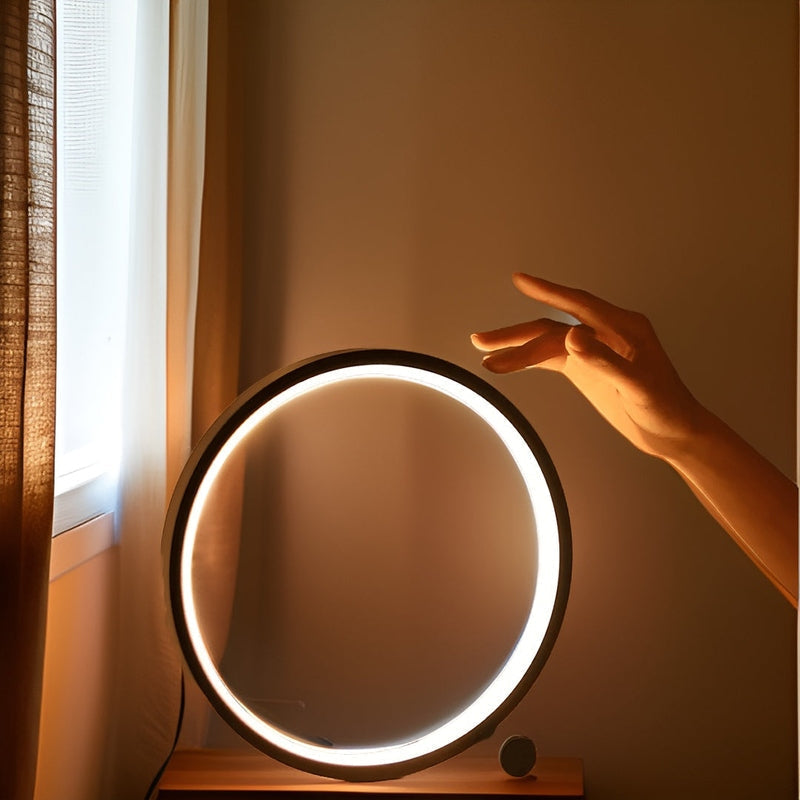 Round LED Table Lamp β Modern Aluminium Design with Soft Ambient Light