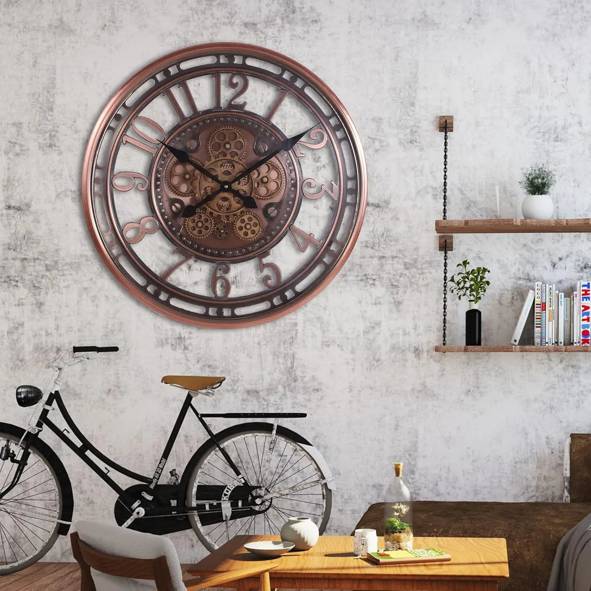 Metal Wall Clock with Arabic Numerals Rustic Decorative Wall Clock