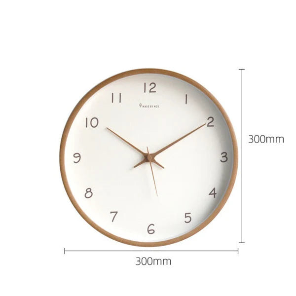 Silent Round Wall Clock Clear Glass Minimalist Wooden Wall Clock Non Ticking Modern Home Clock