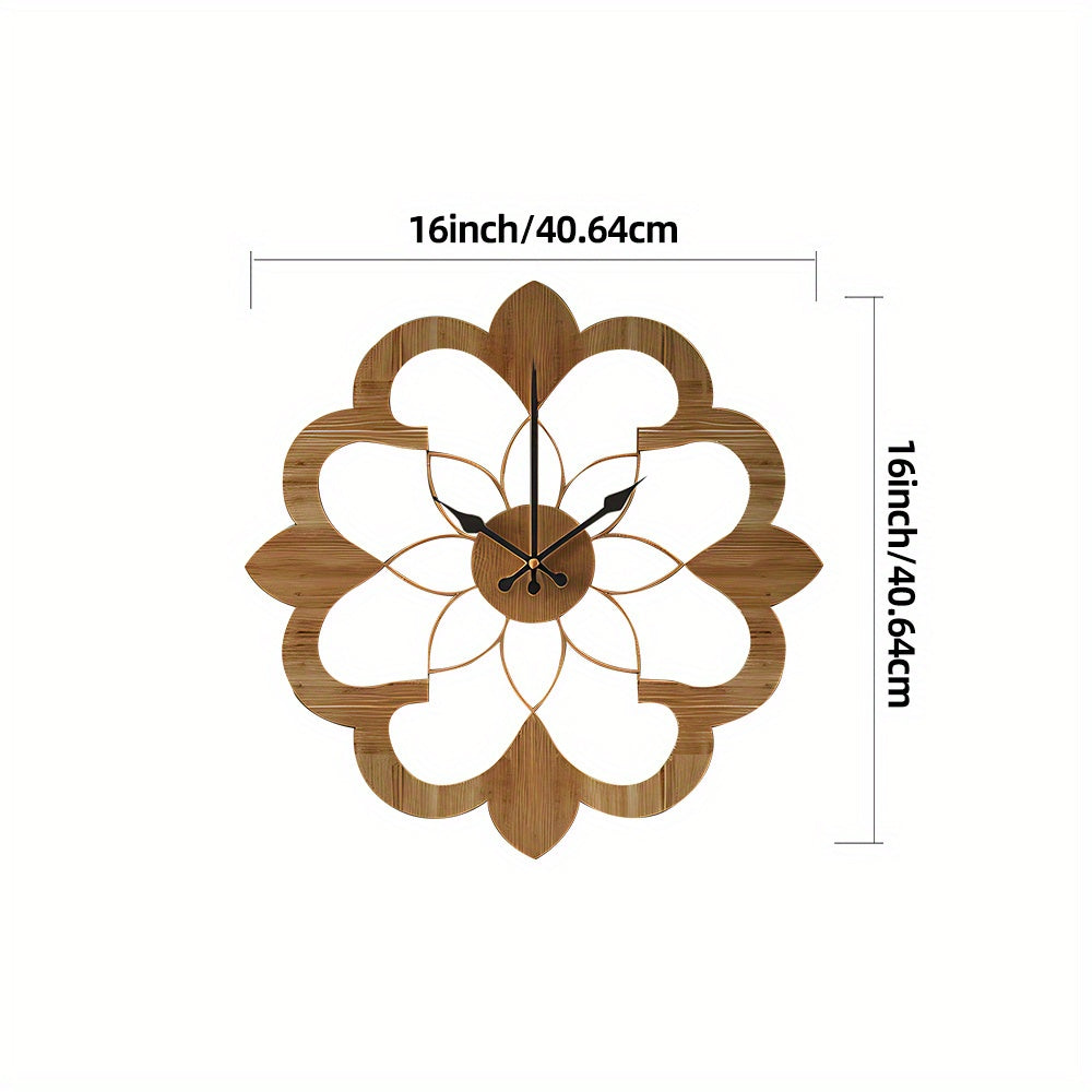 Silent Wooden Wall Clock 16 Inch Modern Decorative Wood Wall Clock Battery Operated
