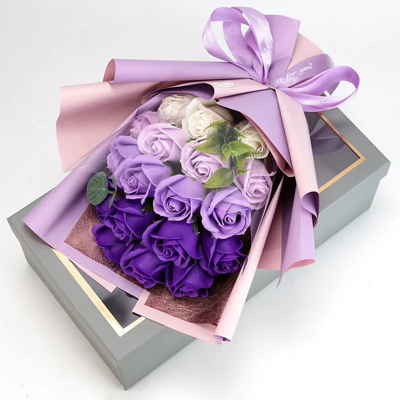 Soap Rose Bouquet Realistic Scented Flower Gift Bouquet Romantic Decorative Roses