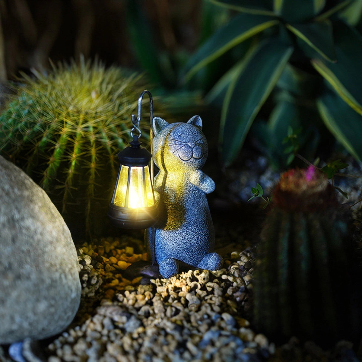 Solar Cat Garden Light Waterproof Outdoor Cat Statue Lantern Decorative Solar Garden Lamp