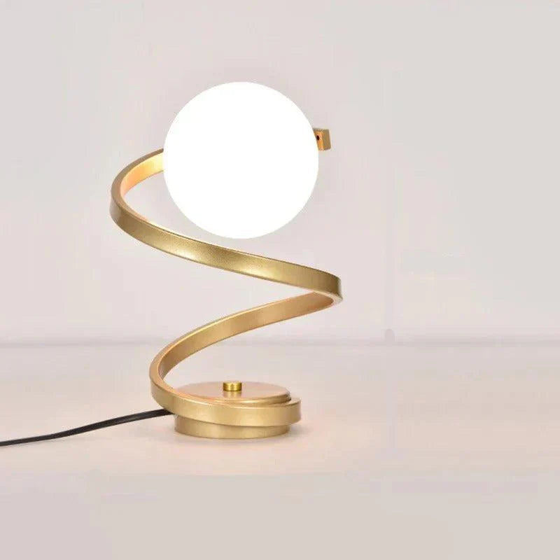 Spiral LED Table Lamp Modern Sleek Button Switch Bedside Desk Light