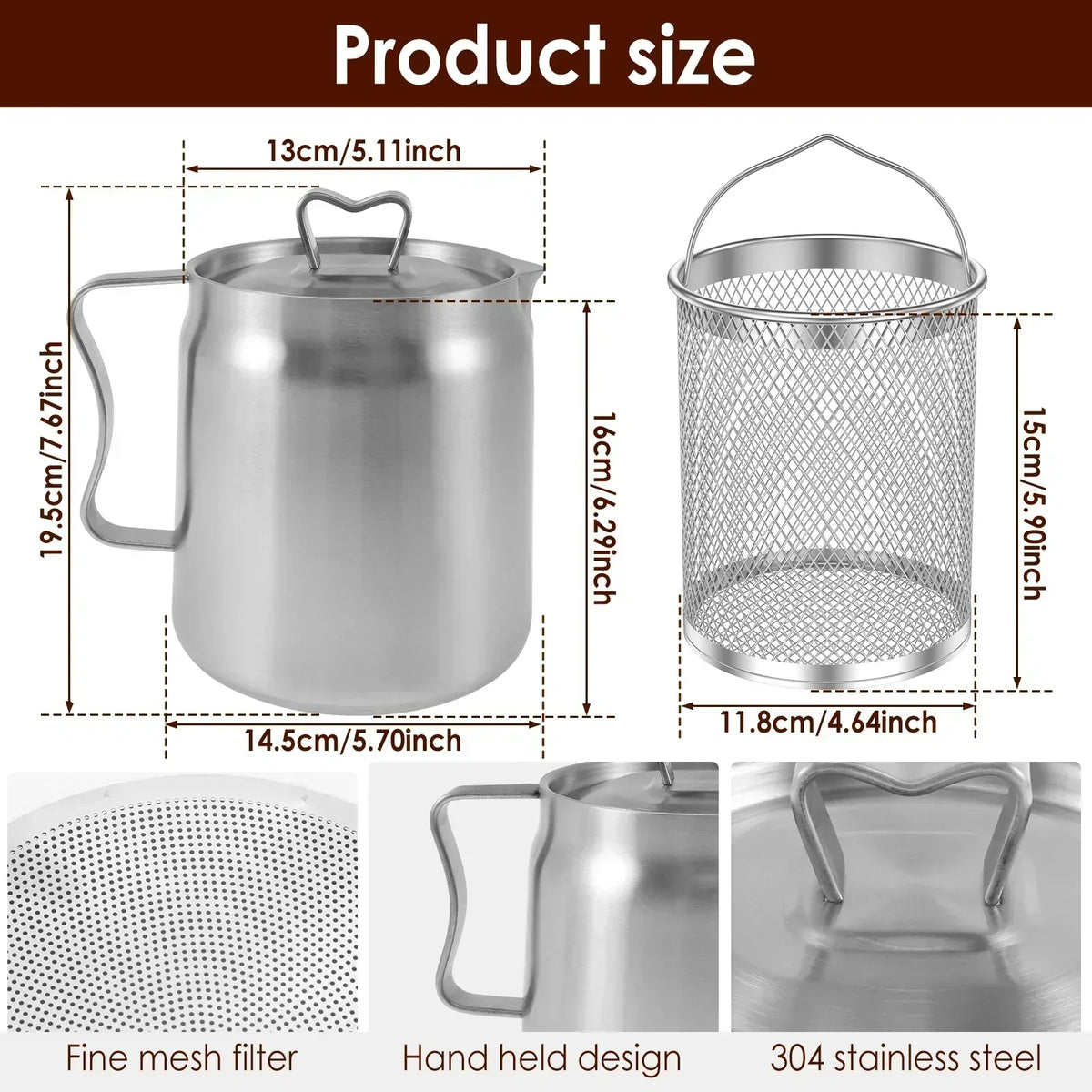 Stainless Steel Frying Pot Oil Filter Nonstick Deep Fry Cooker
