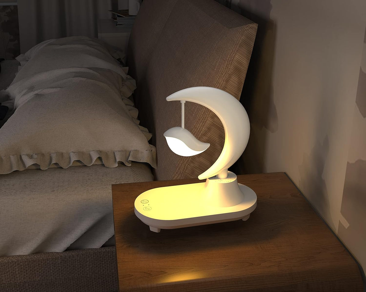 Star Bird Shaped LED Table Lamp Bluetooth Speaker Qi Wireless Charging