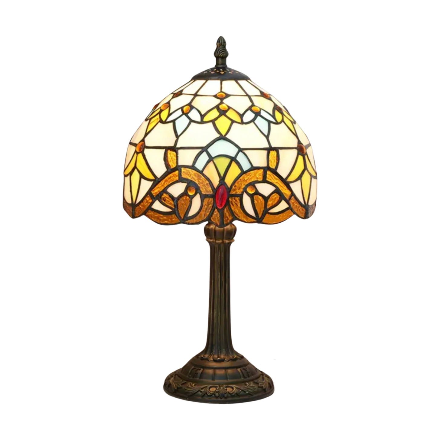 Tiffany Style Table Lamp Vintage Stained Glass Ambient Lighting
