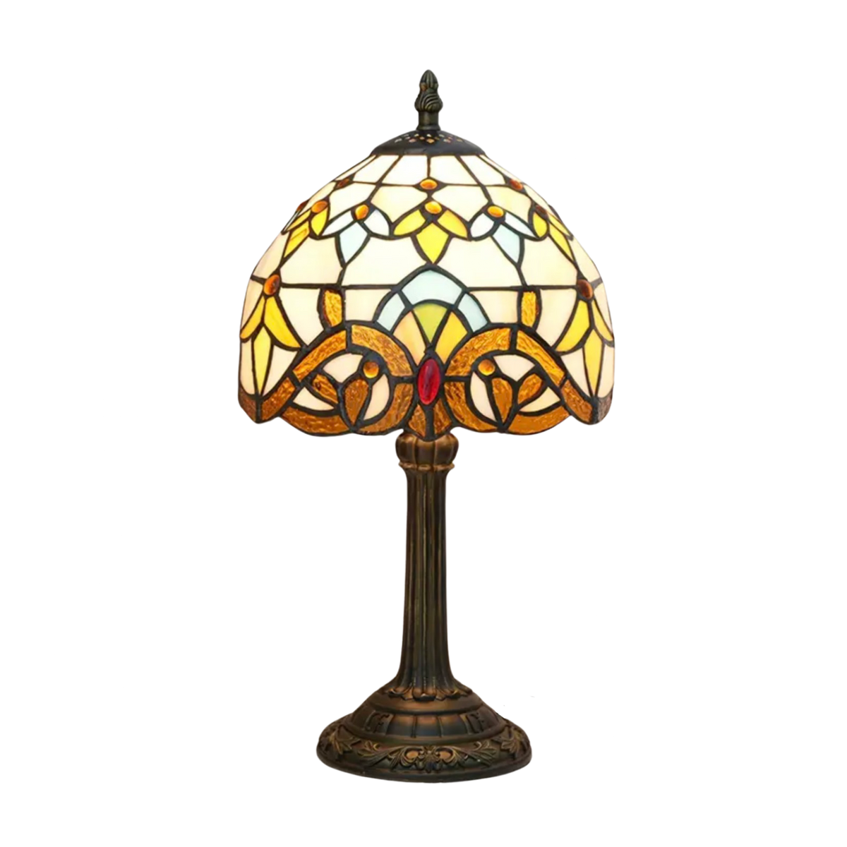 Tiffany Style Table Lamp Vintage Stained Glass Ambient Lighting