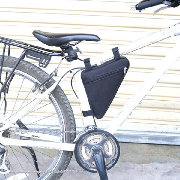 Triangular Bicycle Frame Storage Bag with Splash Resistant Surface and Frame Fit Design