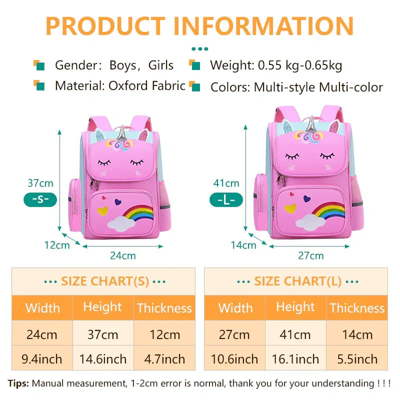 Unicorn Kids Backpack Large Capacity School Bag with Pop It Toy and Padded Adjustable Straps