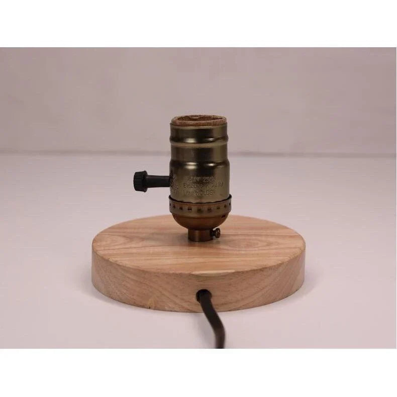 Vintage-Inspired Wood Base Table Lamp Warm Light Bedroom Desk Lighting