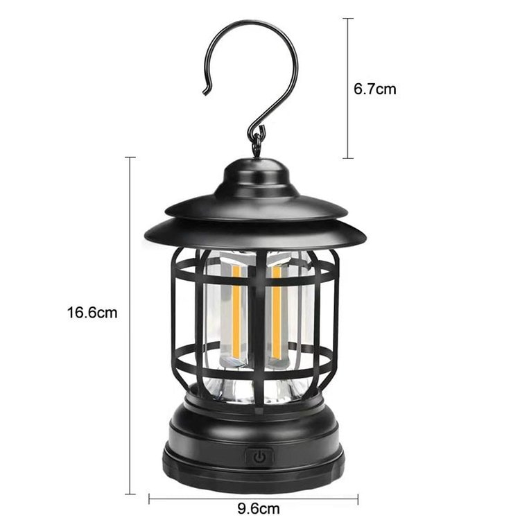 Vintage LED Camping Lantern Portable Retro Outdoor Hanging Lantern with Magnetic Base