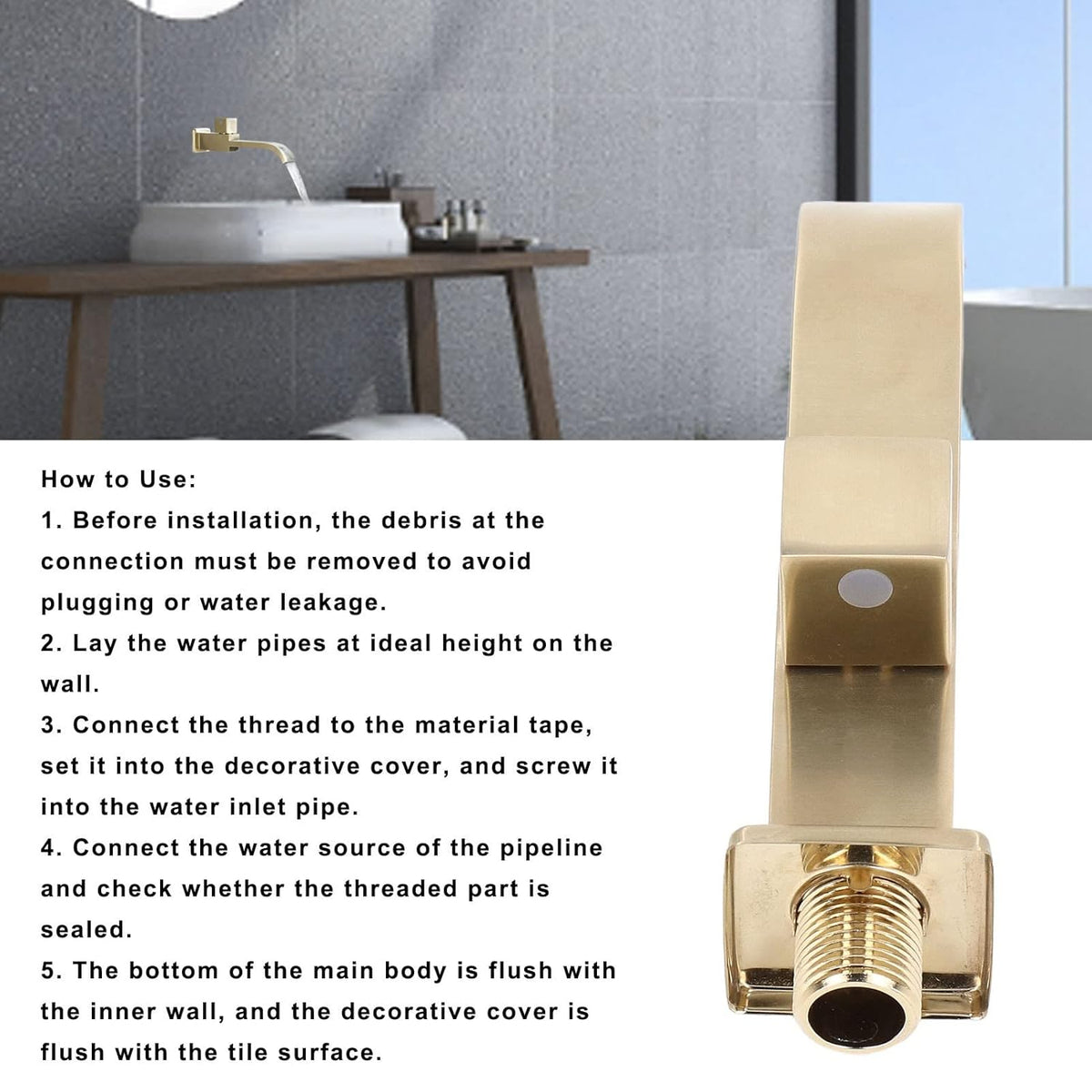Wall Mounted Bathroom Faucet Minimalist Modern Basin Tap