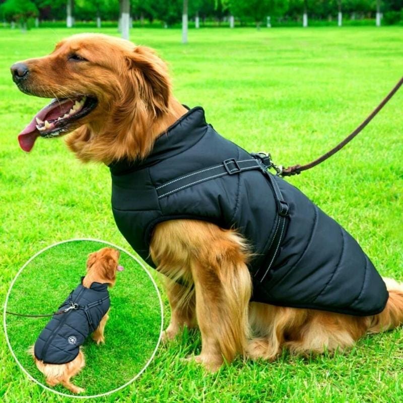 Waterproof Dog Coat with Built-In Harness β Warm Windproof & Reflective Jacket