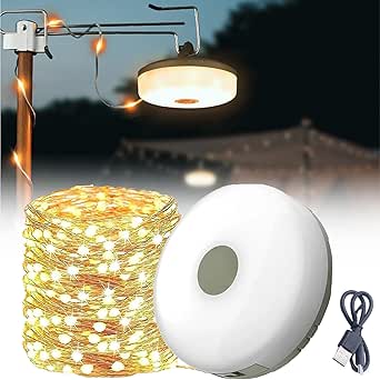 Waterproof Portable Foldable LED String Lights Camping Tent Lights with Power Bank Battery
