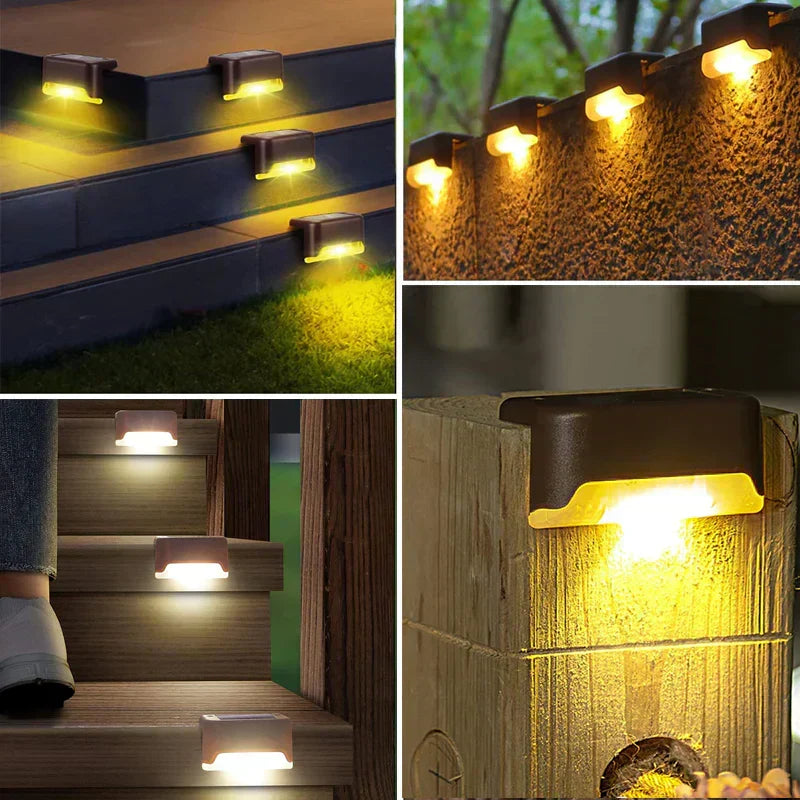 Waterproof Solar Outdoor Lights LED Step Pathway Garden Deck Lighting