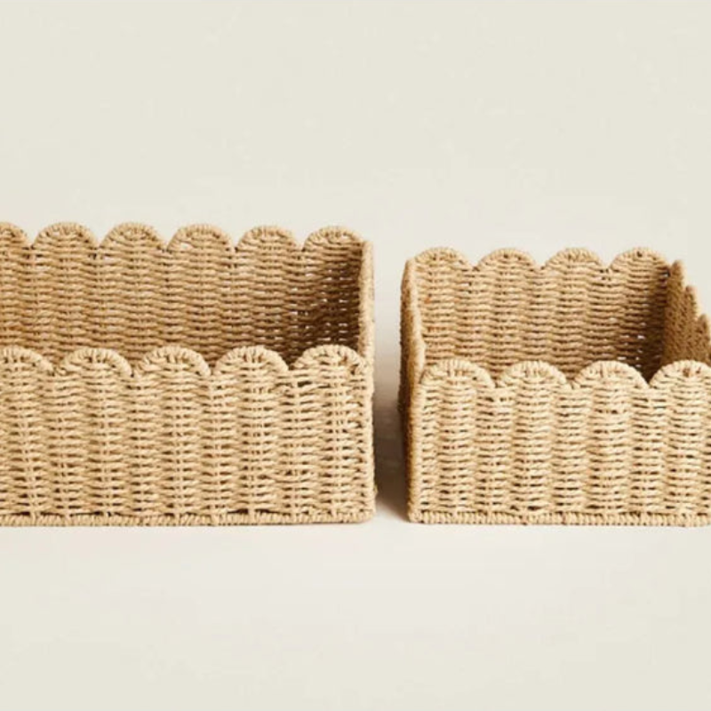 Wavy Edge Storage Basket Set Three Sizes Lightweight Home Organization Baskets