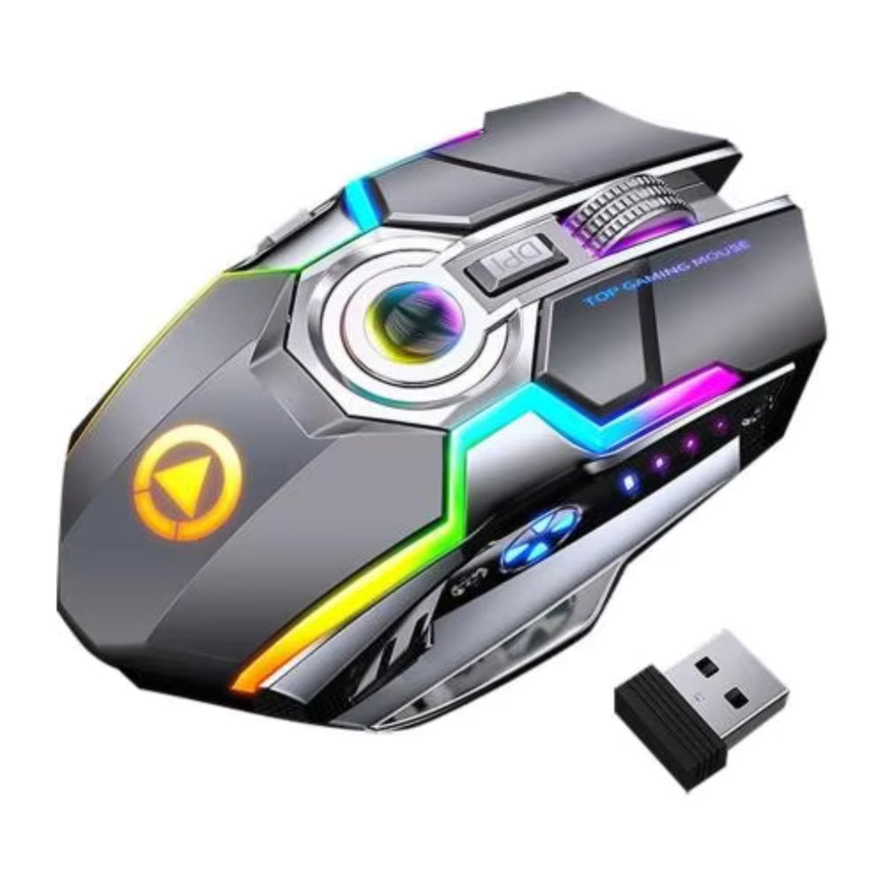 Wireless RGB Gaming Mouse Silent Clicks Rechargeable Battery