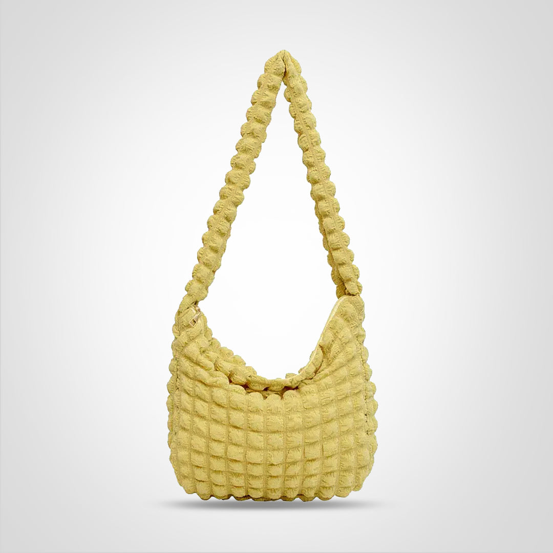 Women’s Lightweight Shoulder Bag Pleated Bubble Design Large Capacity Crossbody Handbag