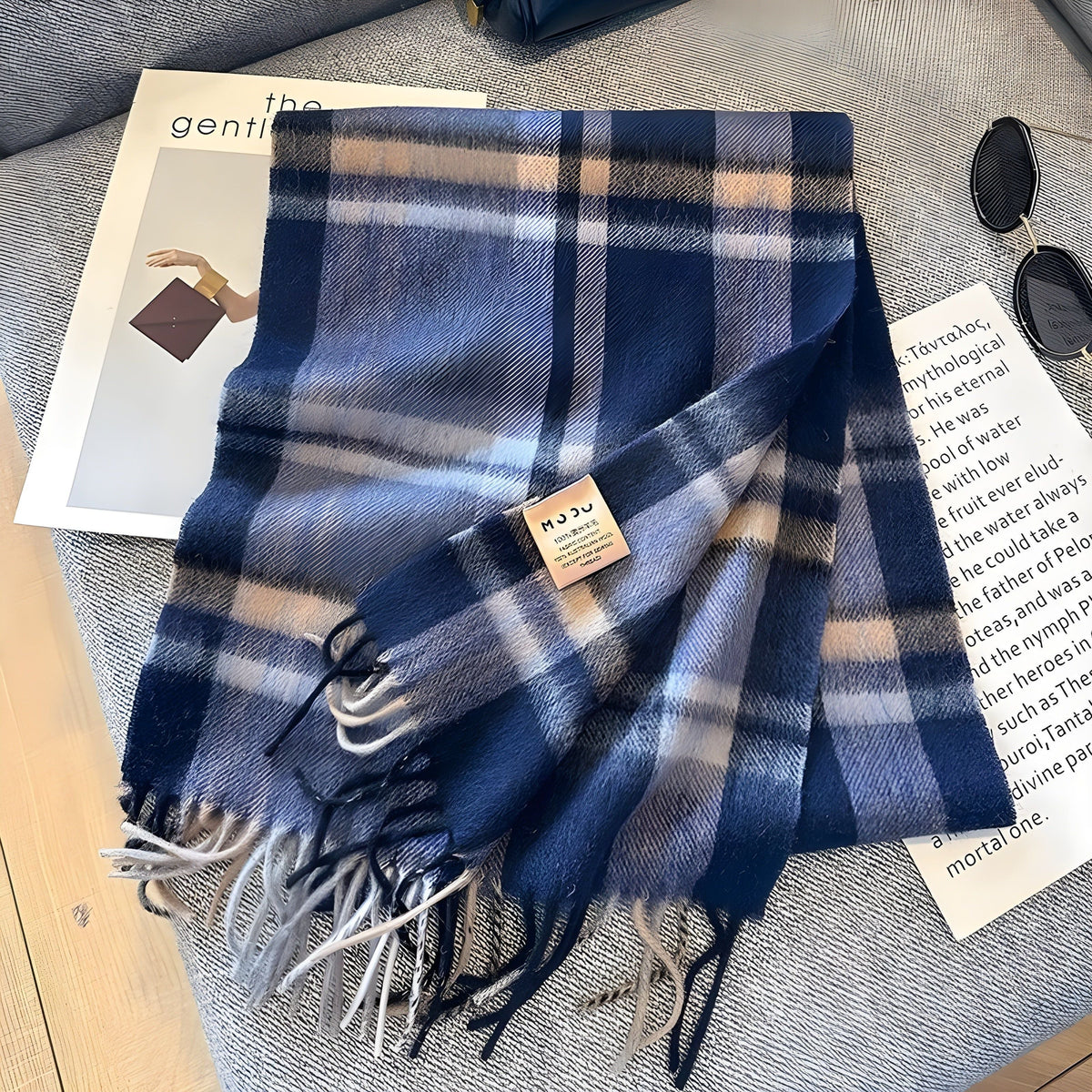 Women's Winter Plaid Scarf Soft Cashmere Feel Warm Elegant