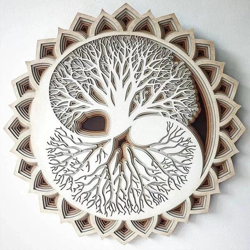 Wooden Tree of Life Mandala Wall Art Spiritual Wooden Home Decor