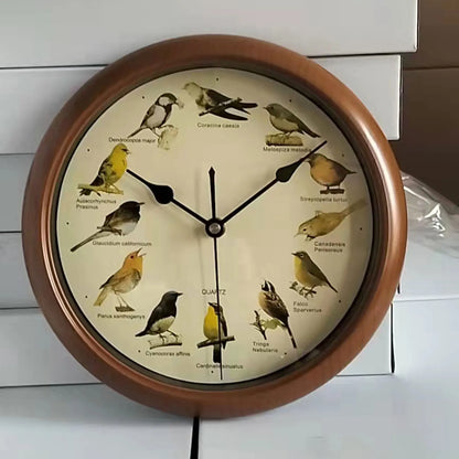 10 Inch Bird Sound Wall Clock with Hourly Birdsong Silent Movement Home Decor
