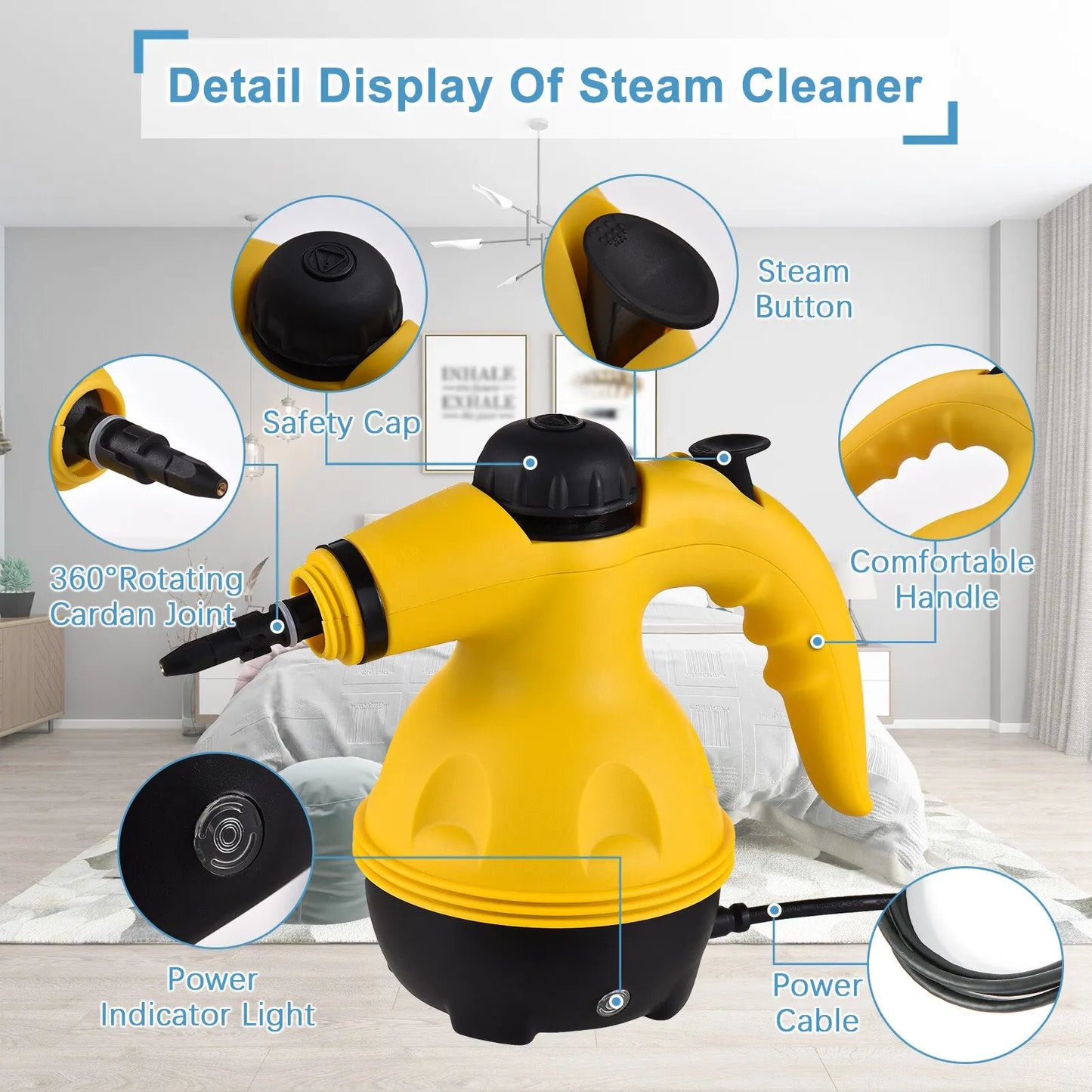 1000W Steam Cleaner Powerful Handheld Deep Cleaning