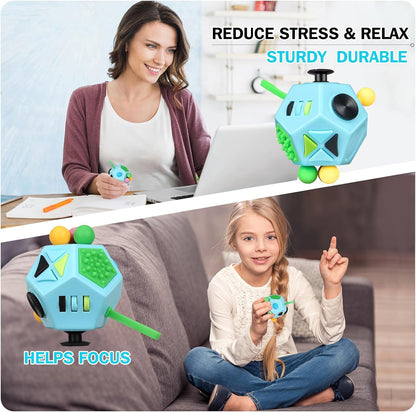 12 Sided Sensory Fidget Cube Toy Buttons Switches Sliders Stress Relief Tool