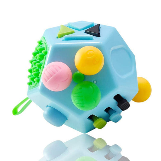 12 Sided Sensory Fidget Cube Toy Buttons Switches Sliders Stress Relief Tool