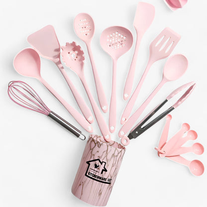 18 Piece Silicone Cooking Utensil Set Heat Resistant BPA Free Kitchen Tools