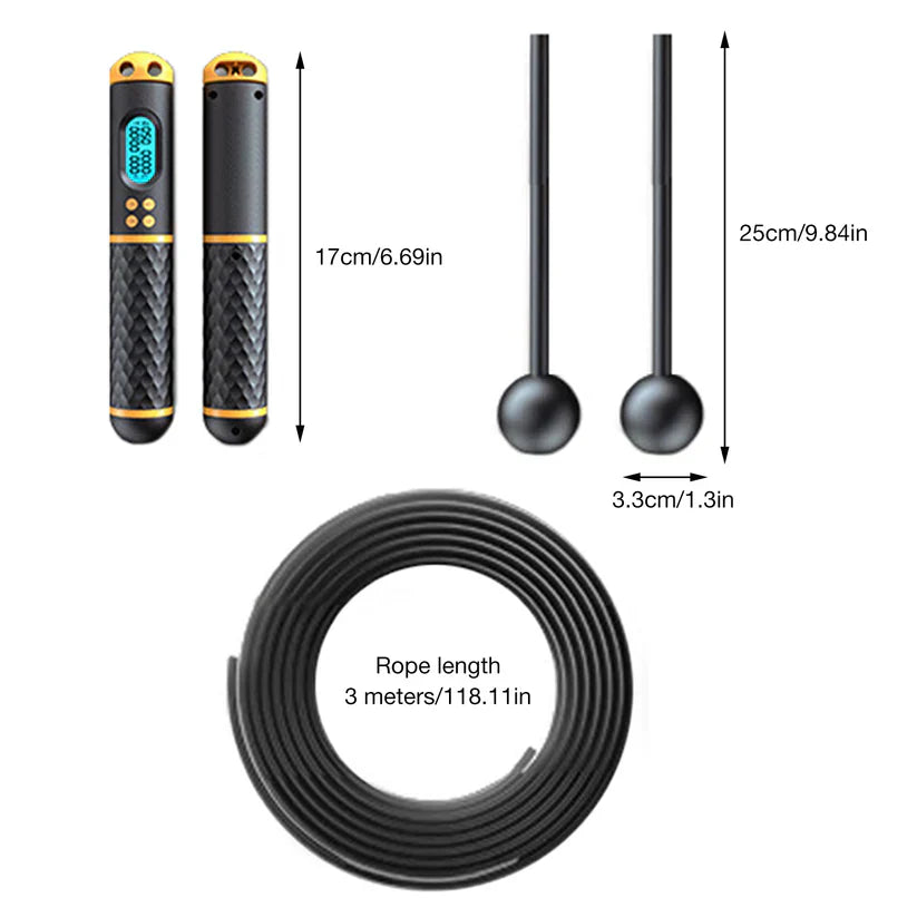 2 in 1 Digital Jump Rope Fitness Counter Adjustable Cordless Skipping Rope